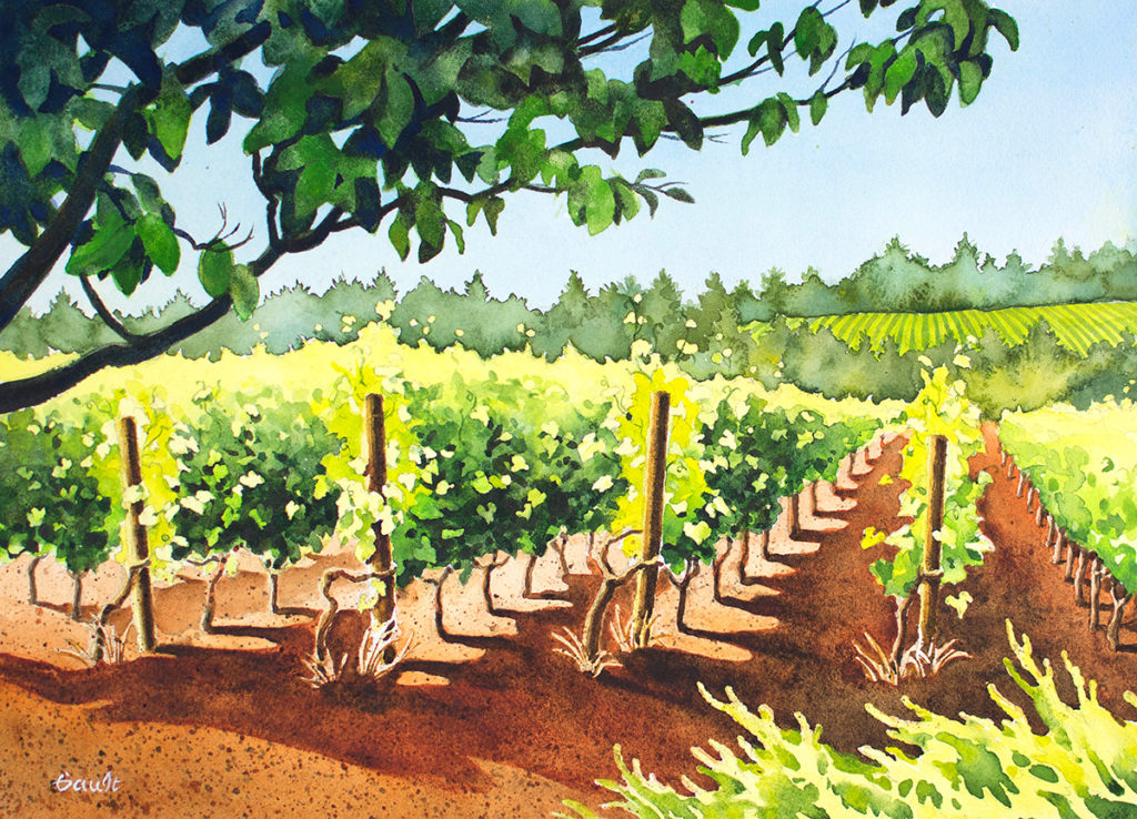 White Rose Vineyard Painting